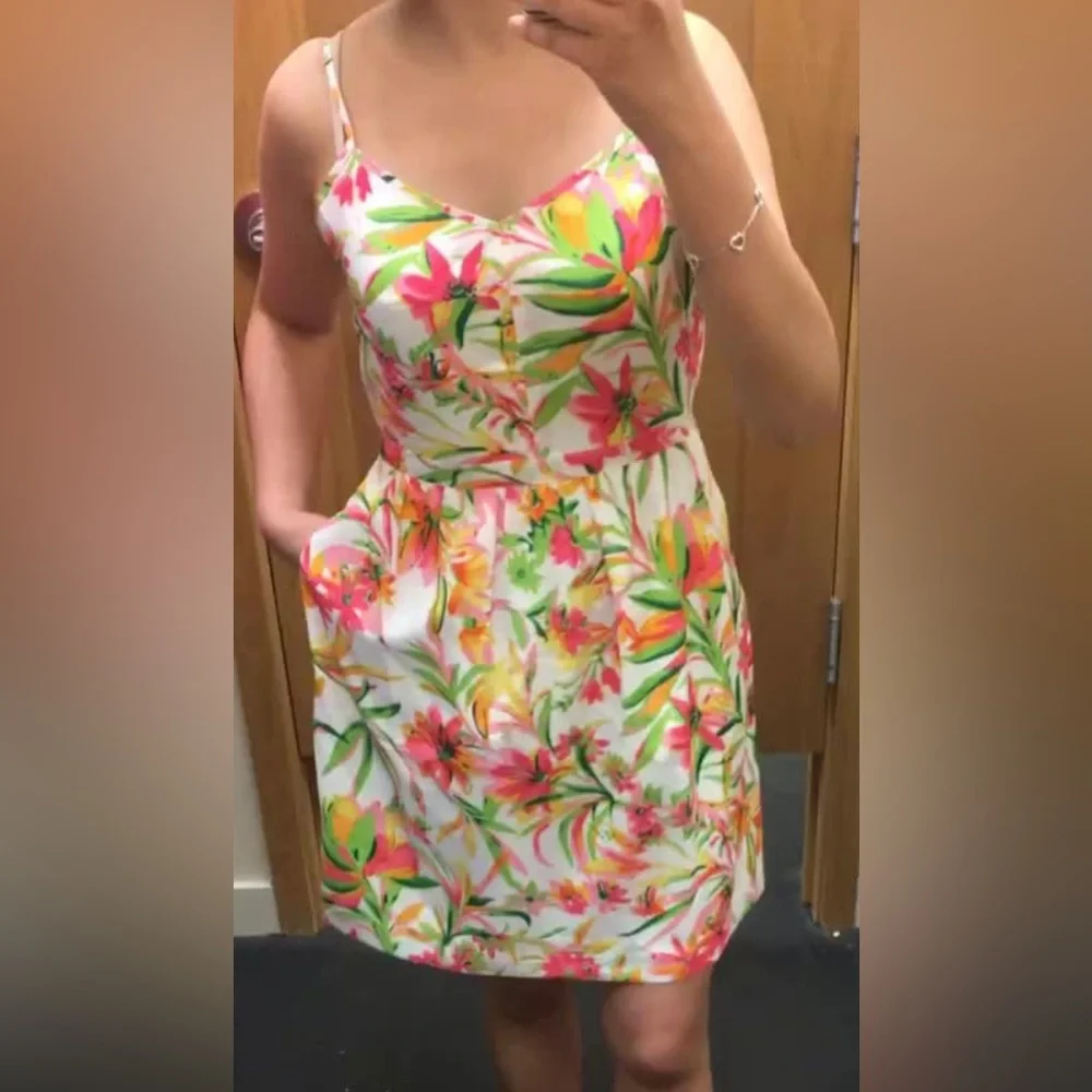 J. Crew Seaside Fit & Flare Tropical Floral Cami Dress with Pockets